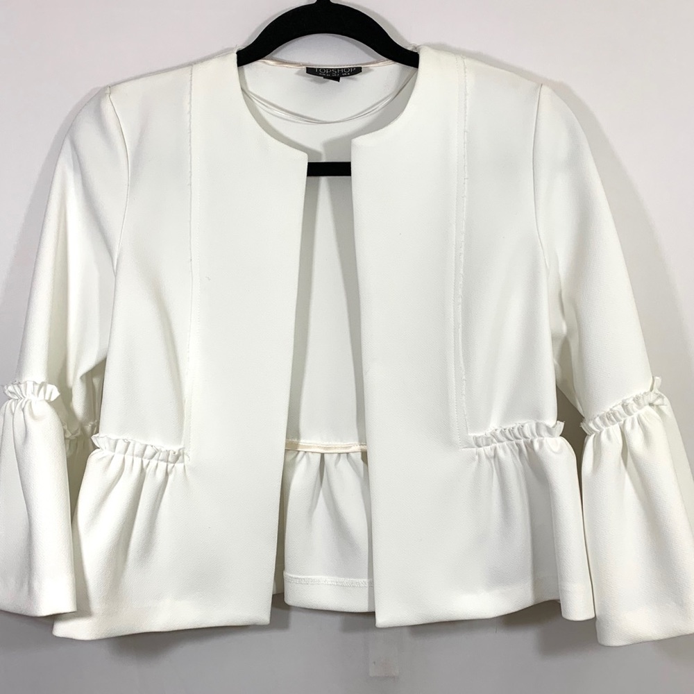 Topshop Bell Ruffle Sleeve Cropped Jacket - Picture 5 of 8